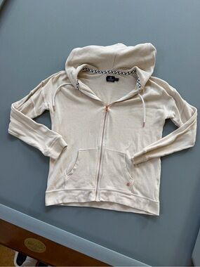 Volcom Cream Zip-Up Hooded Sweatshirt with Rose-Gold Accents